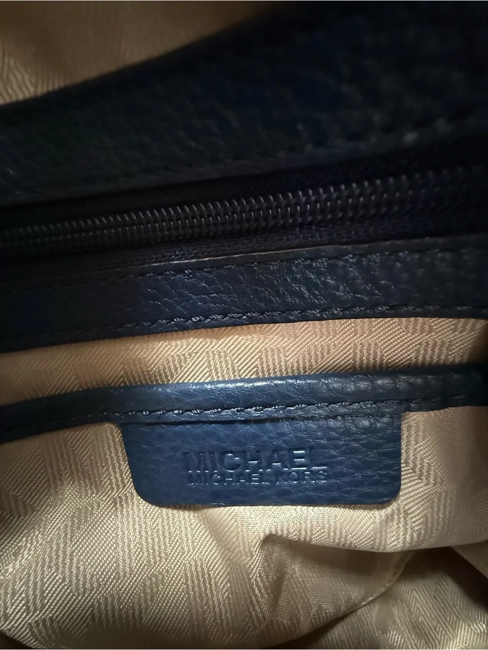 Michael Kors  Large Deep Navy Pebbled Leather Satchel with Gold Hardware NWT
